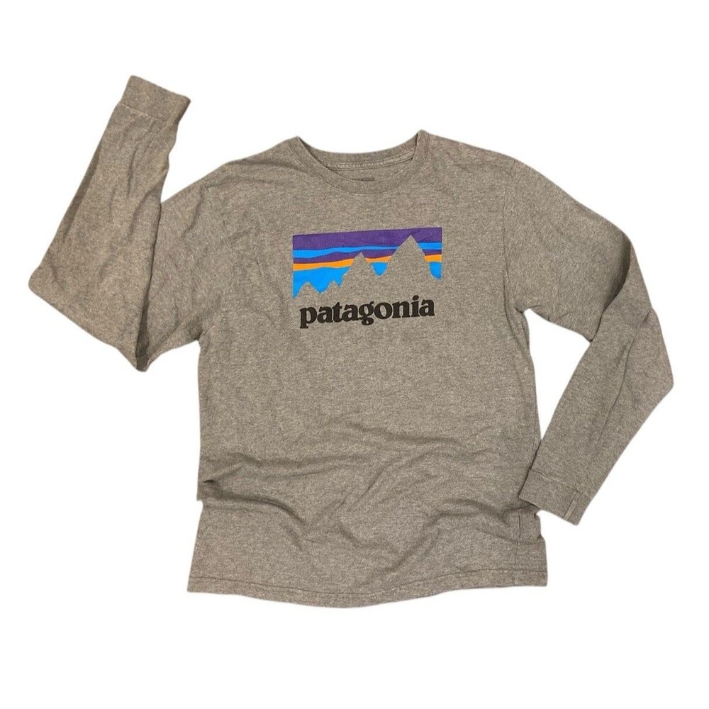 Patagonia Fitz Roy Horizons‎ Long Sleeve Shirt Size M Gray Logo Organic Gorpcore